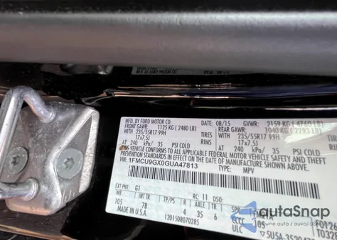 2016 Ford Escape Se из США, поврежденный, VIN 1FMCU9GX0GUA47813